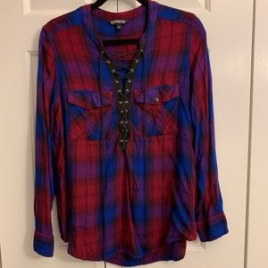 Express Lace-up Plaid Flannel